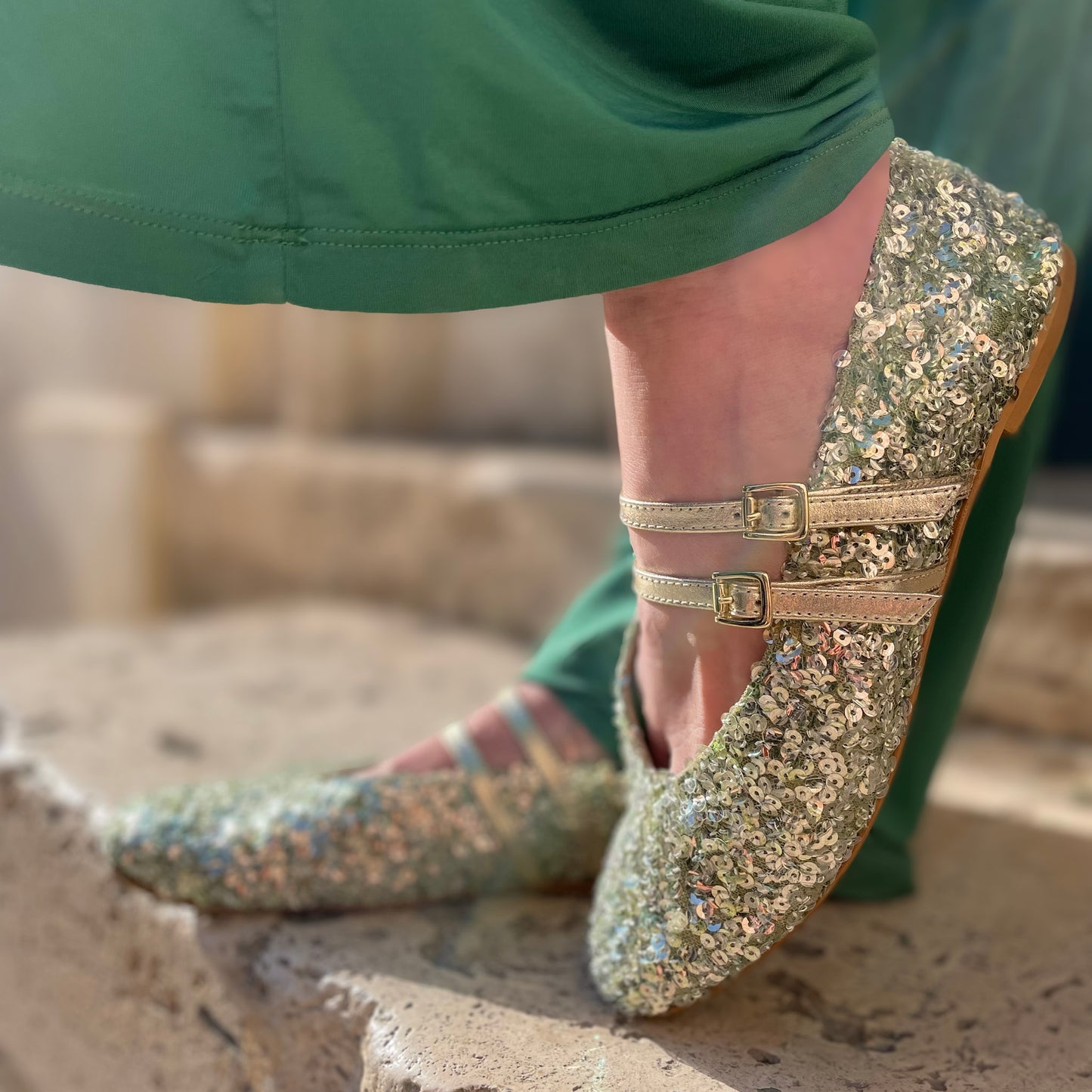 Ballerina Erica paillettes verde