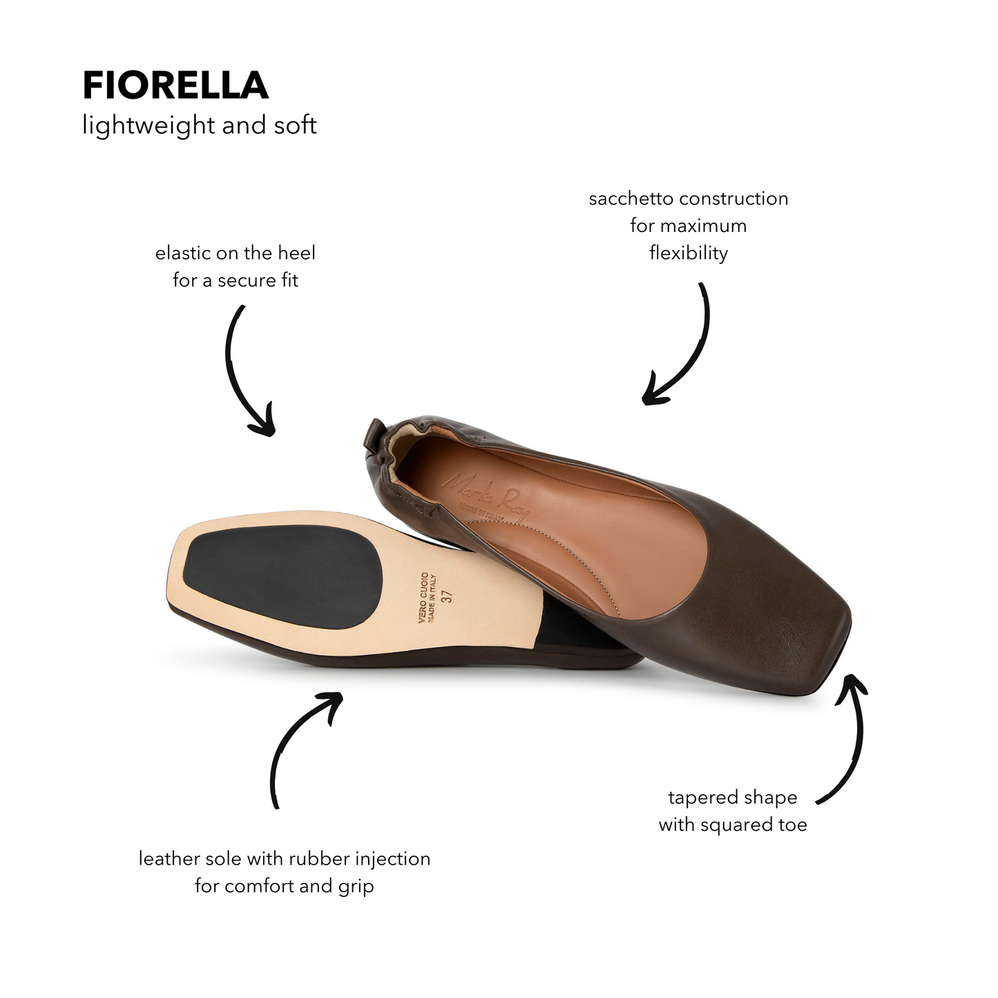 Ballerina Fiorella glossy taupe