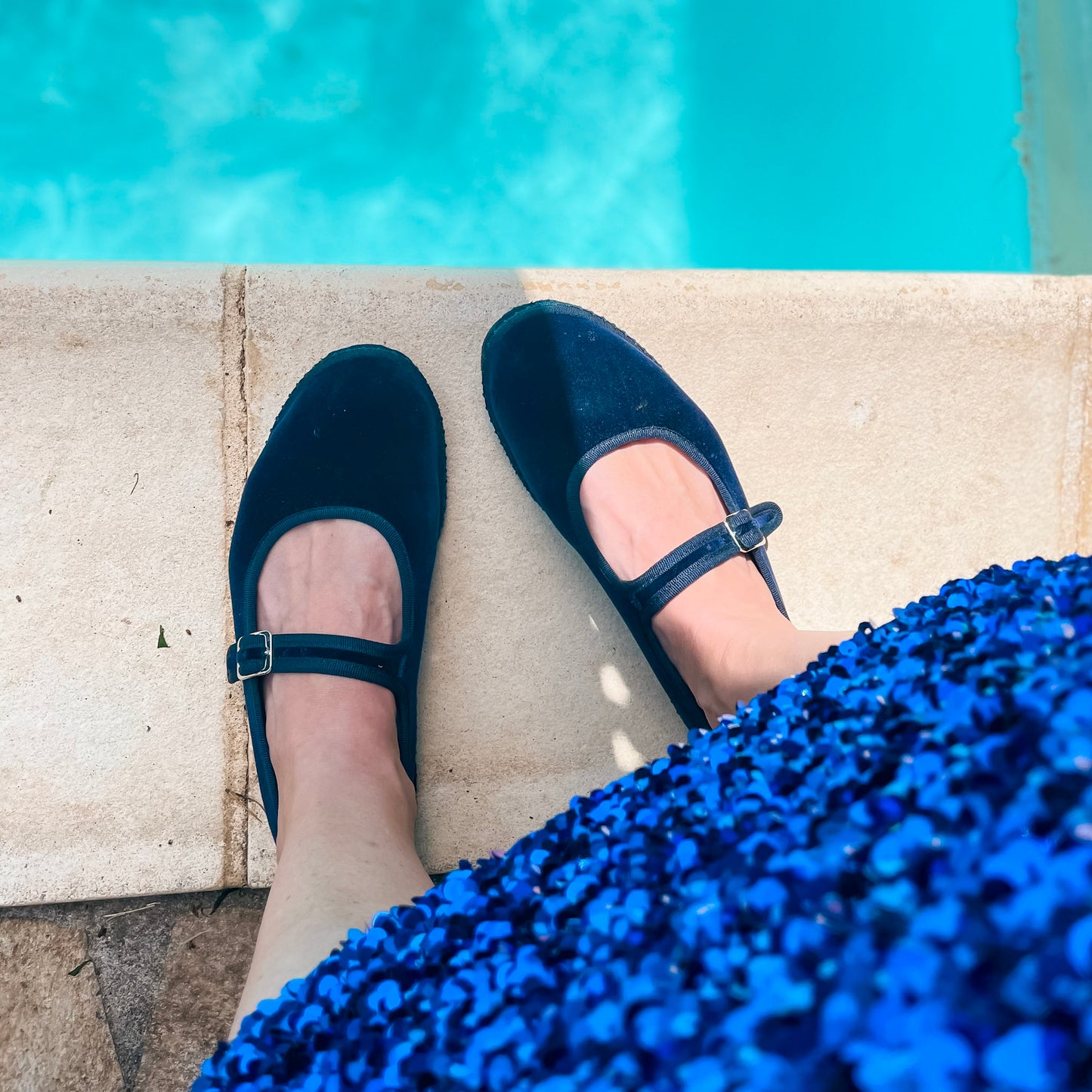 Friulana Mary Jane velluto blue scuro