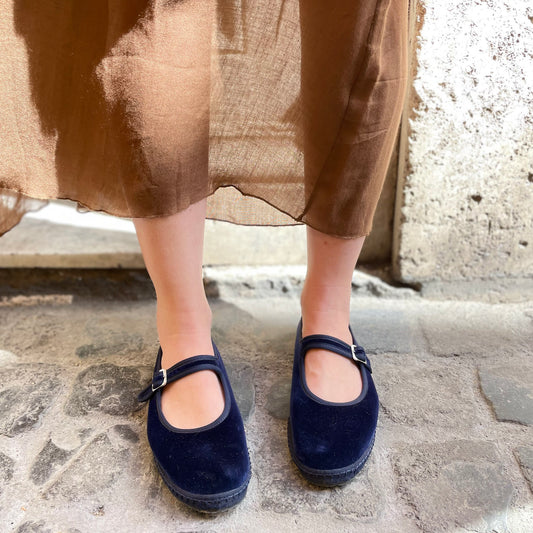 Bebe Mary Jane velluto blue scuro