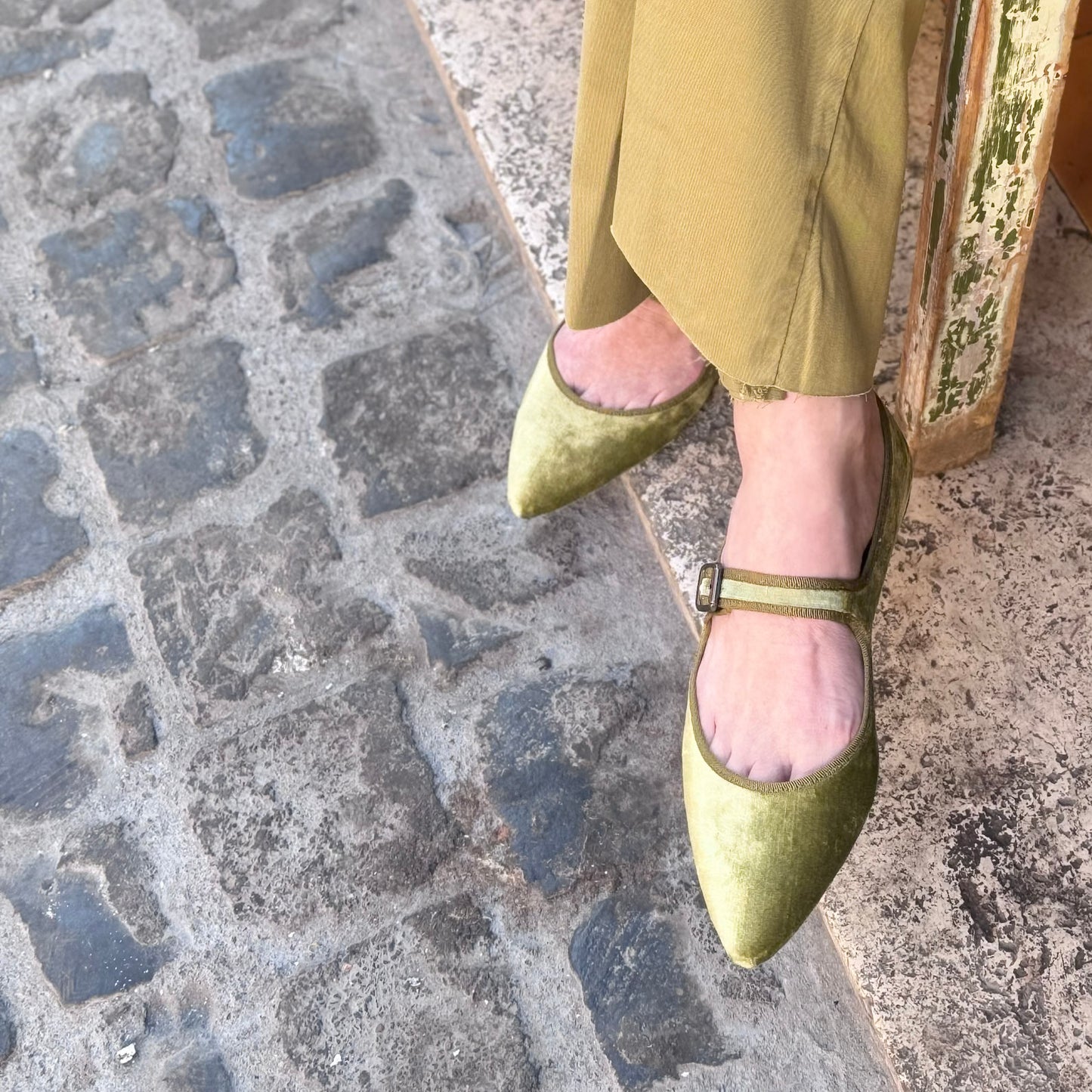 Scarpetta Flavia MJ velluto perla verde