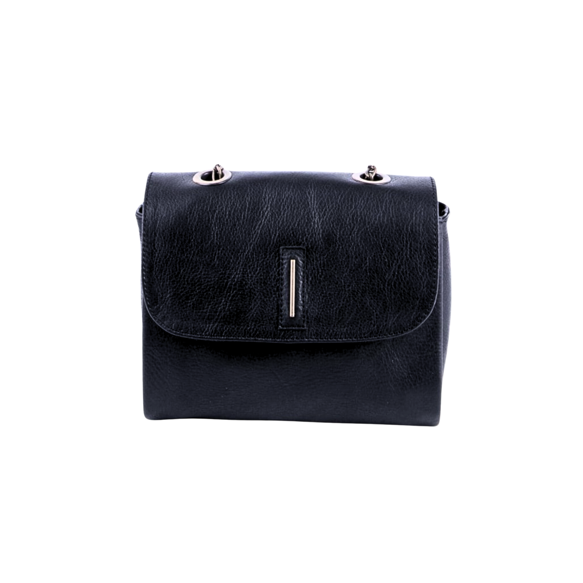 Dolly mousse black - black leather shoulder clutch bag 