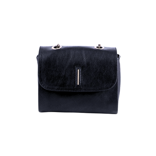 Dolly mousse black - black leather shoulder clutch bag