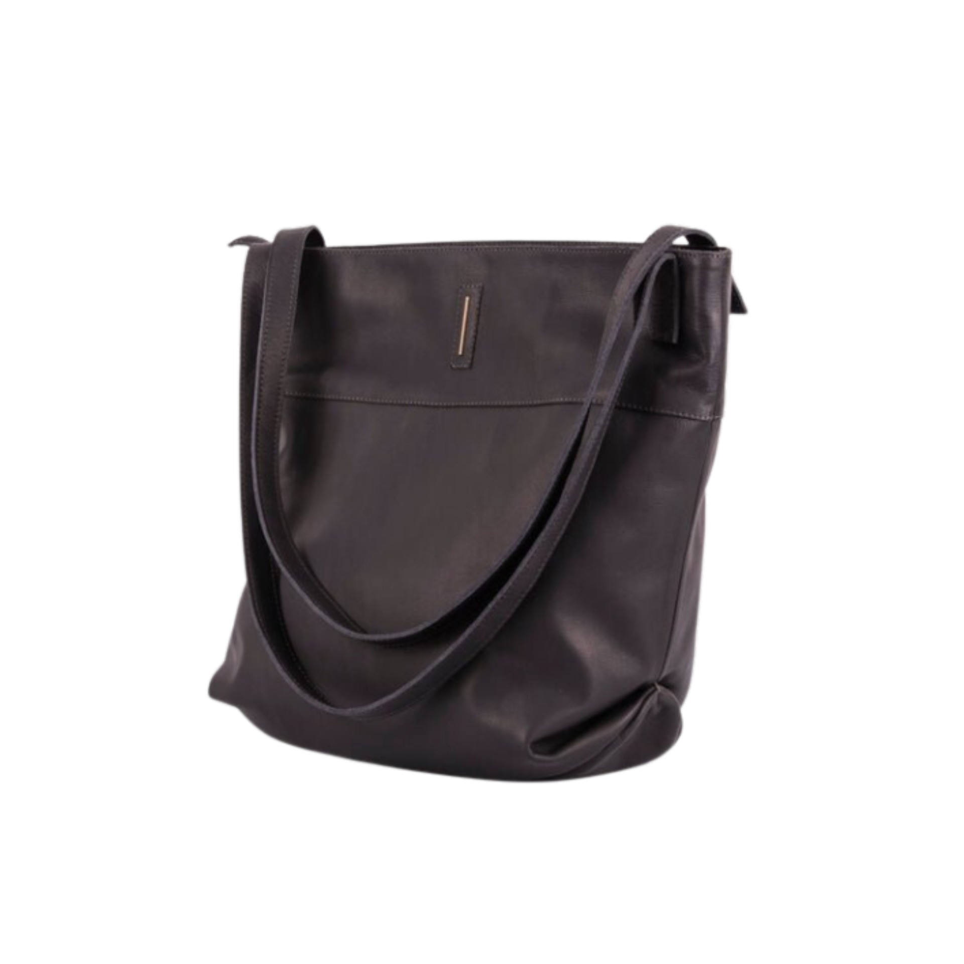 Julie mousse dark gray - large shoulder bag in gray leather 