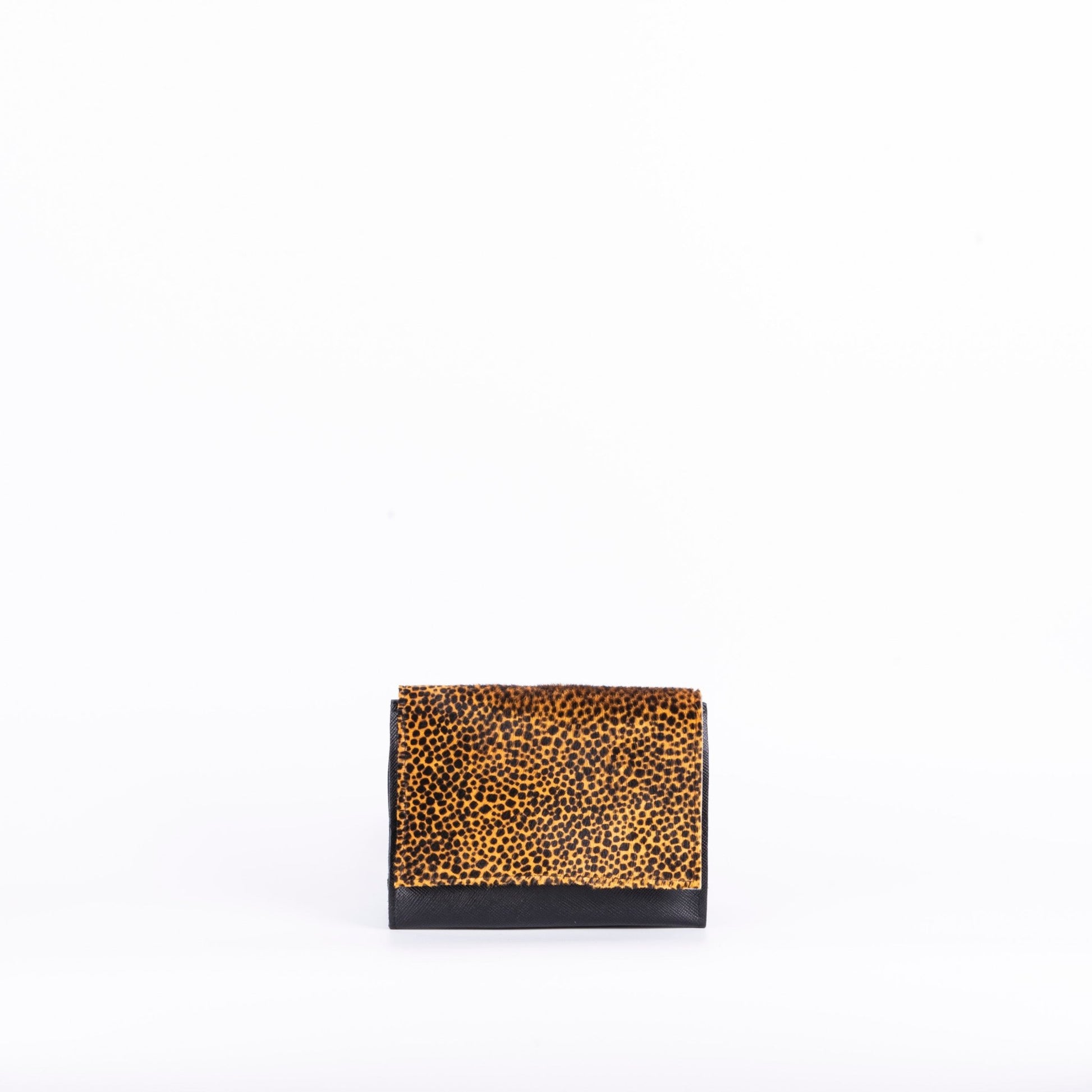 Anna saffiano/cavallino nero/giallo maculato - pochette a tracolla in pelle gialla - Marta Ray