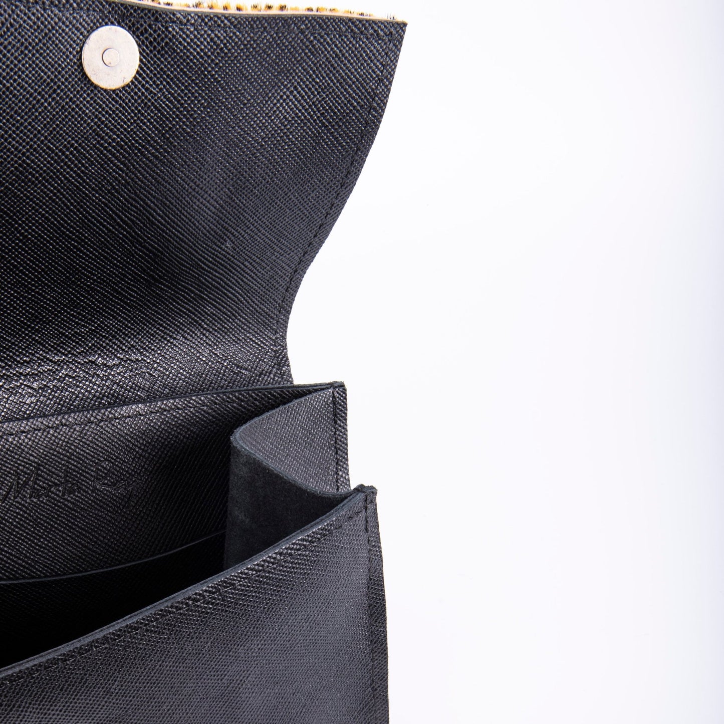 Anna saffiano/cavallino nero/giallo maculato - pochette a tracolla in pelle gialla - Marta Ray