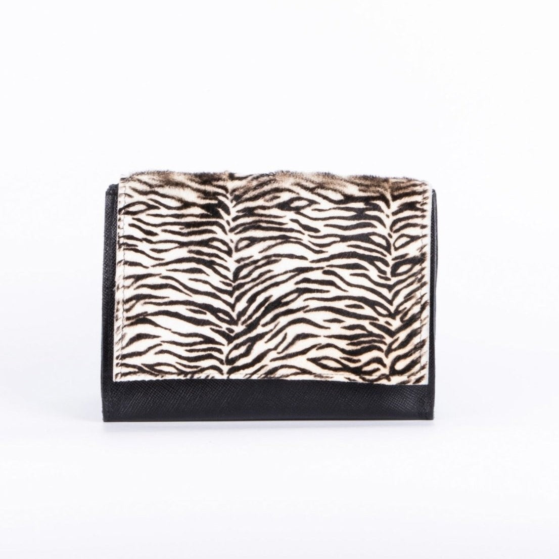Anna saffiano/cavallino nero/zebrato bianco - pochette a tracolla in pelle nera - Marta Ray