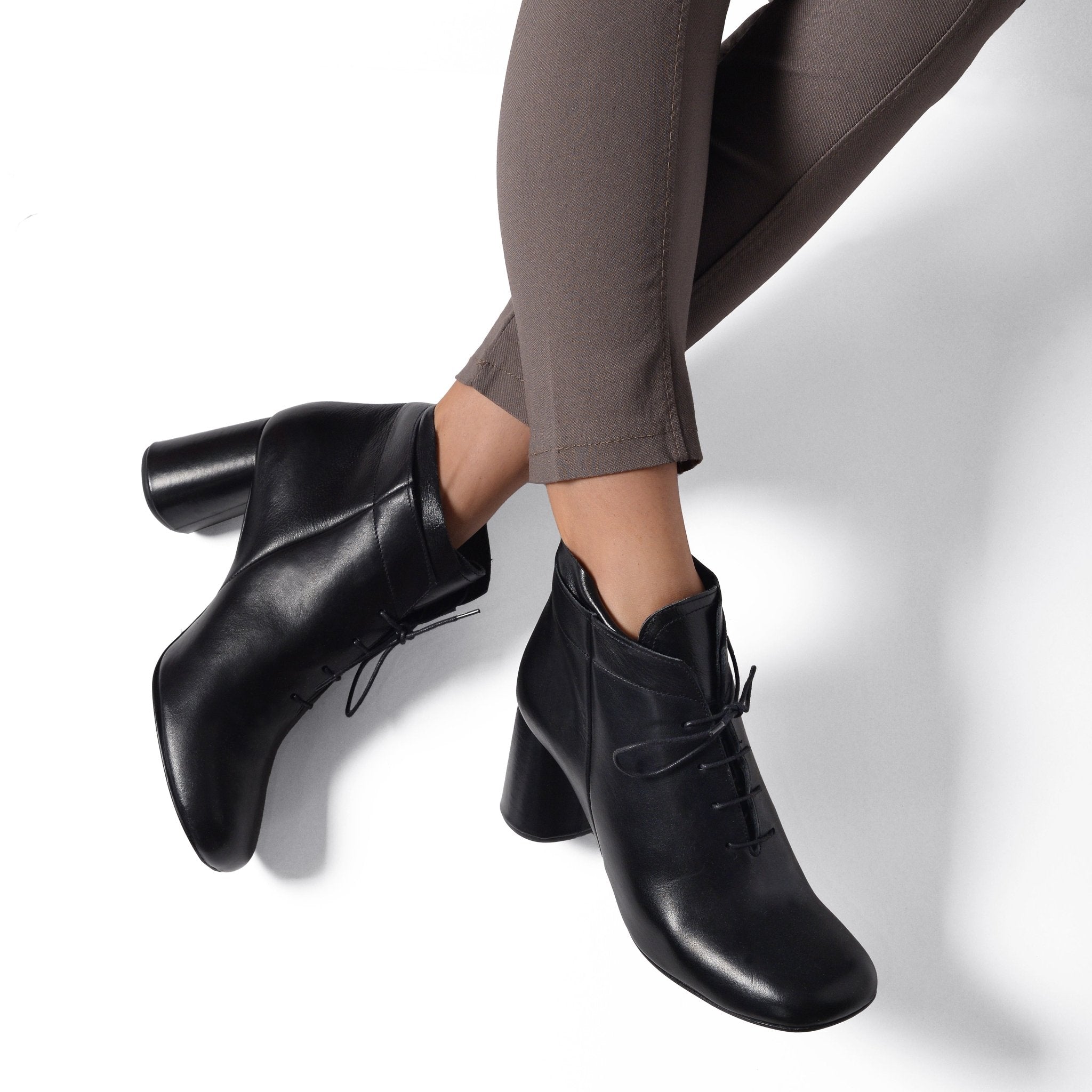 Glossy black ankle on sale boots