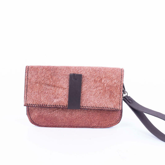 Wilma cavallino coffee - pochette in pelle beige - Marta Ray