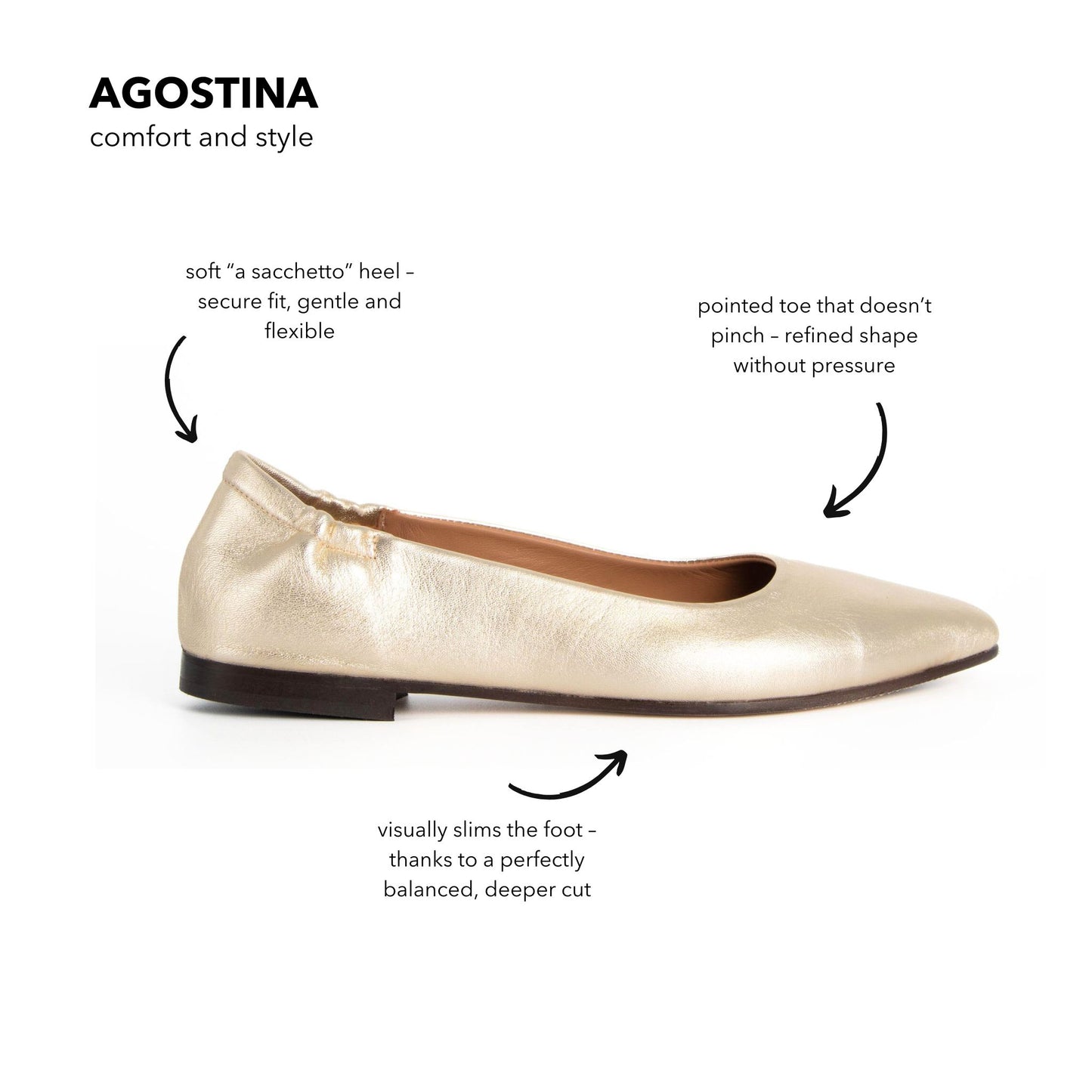 Ballerina Agostina laminato platino