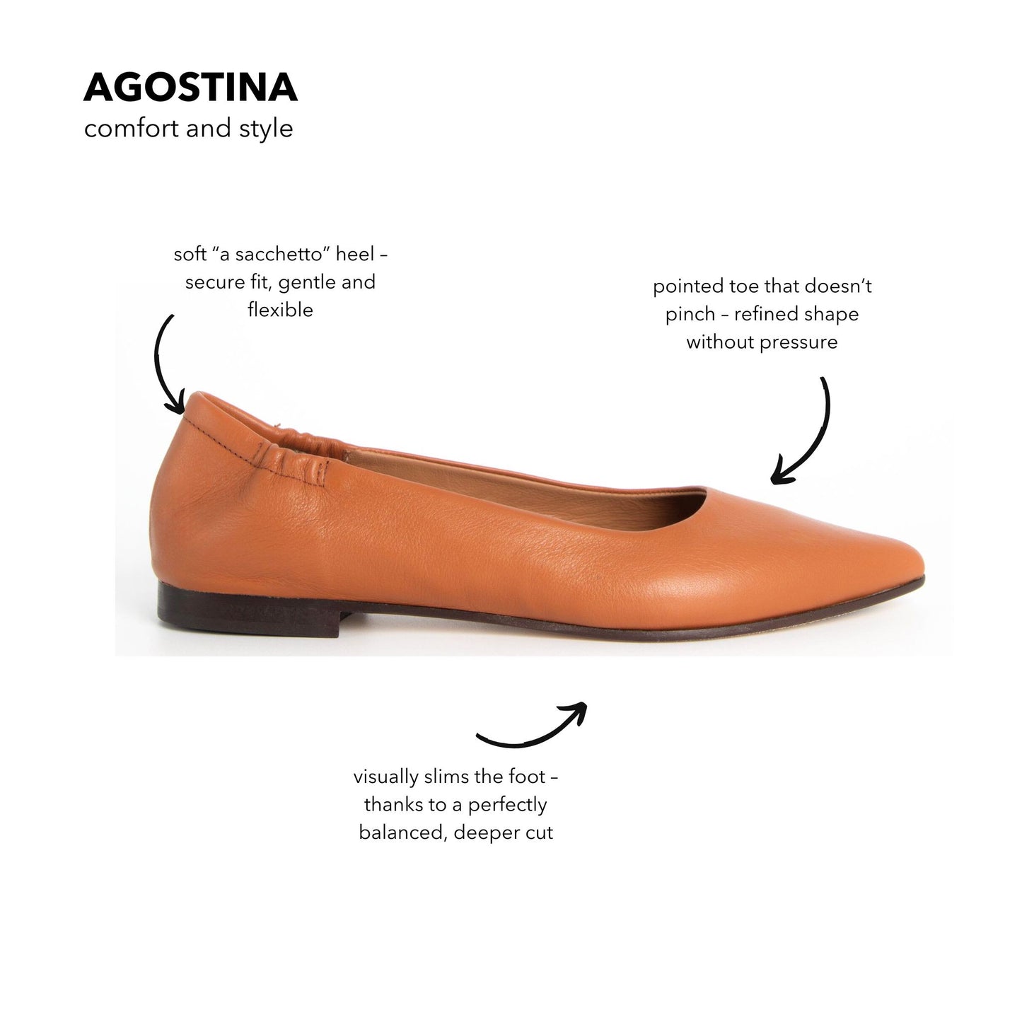 Ballerina Agostina mousse cuoio