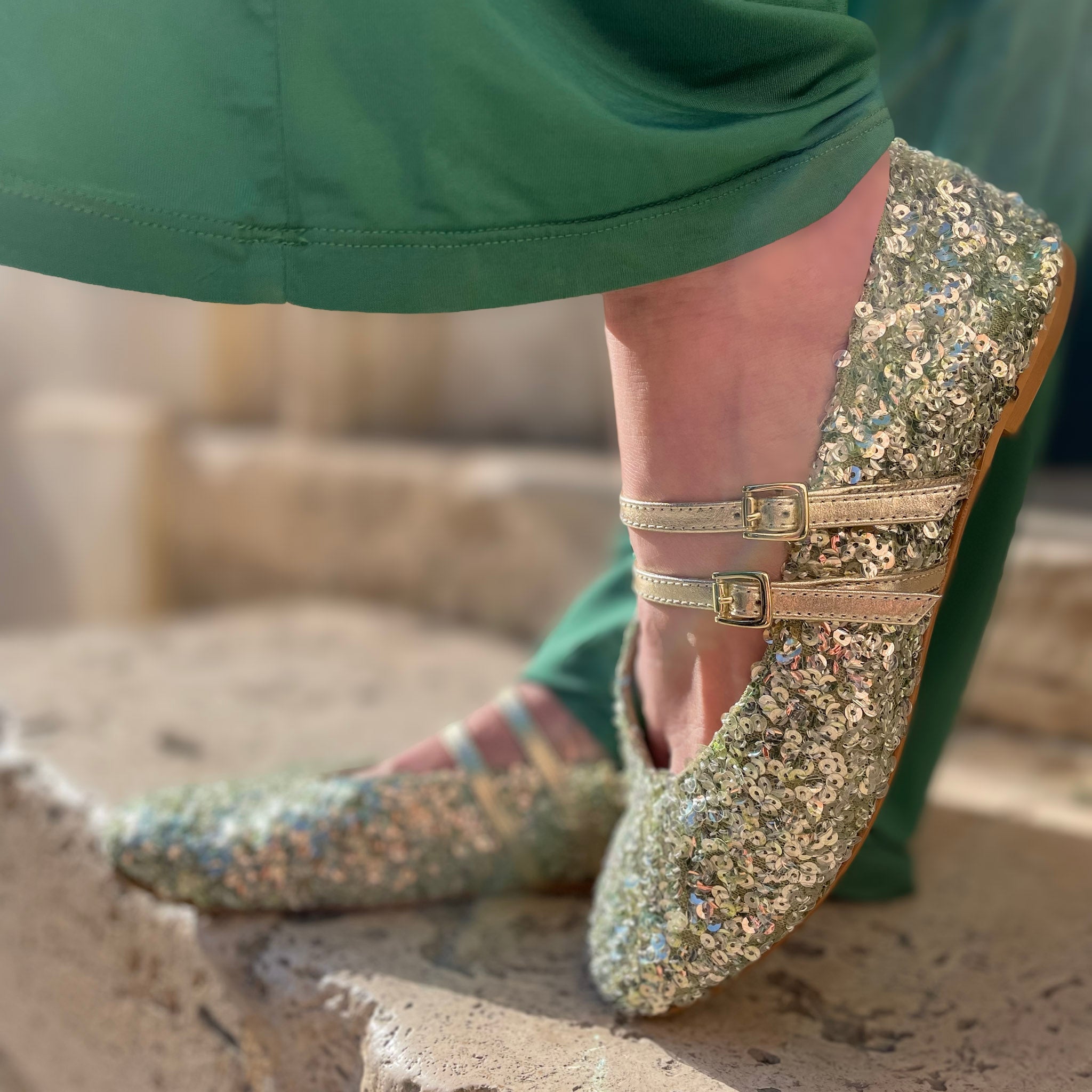 Ballerina Erica paillettes verde