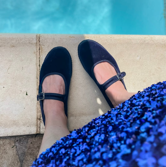 Bebe Mary Jane velluto blue scuro