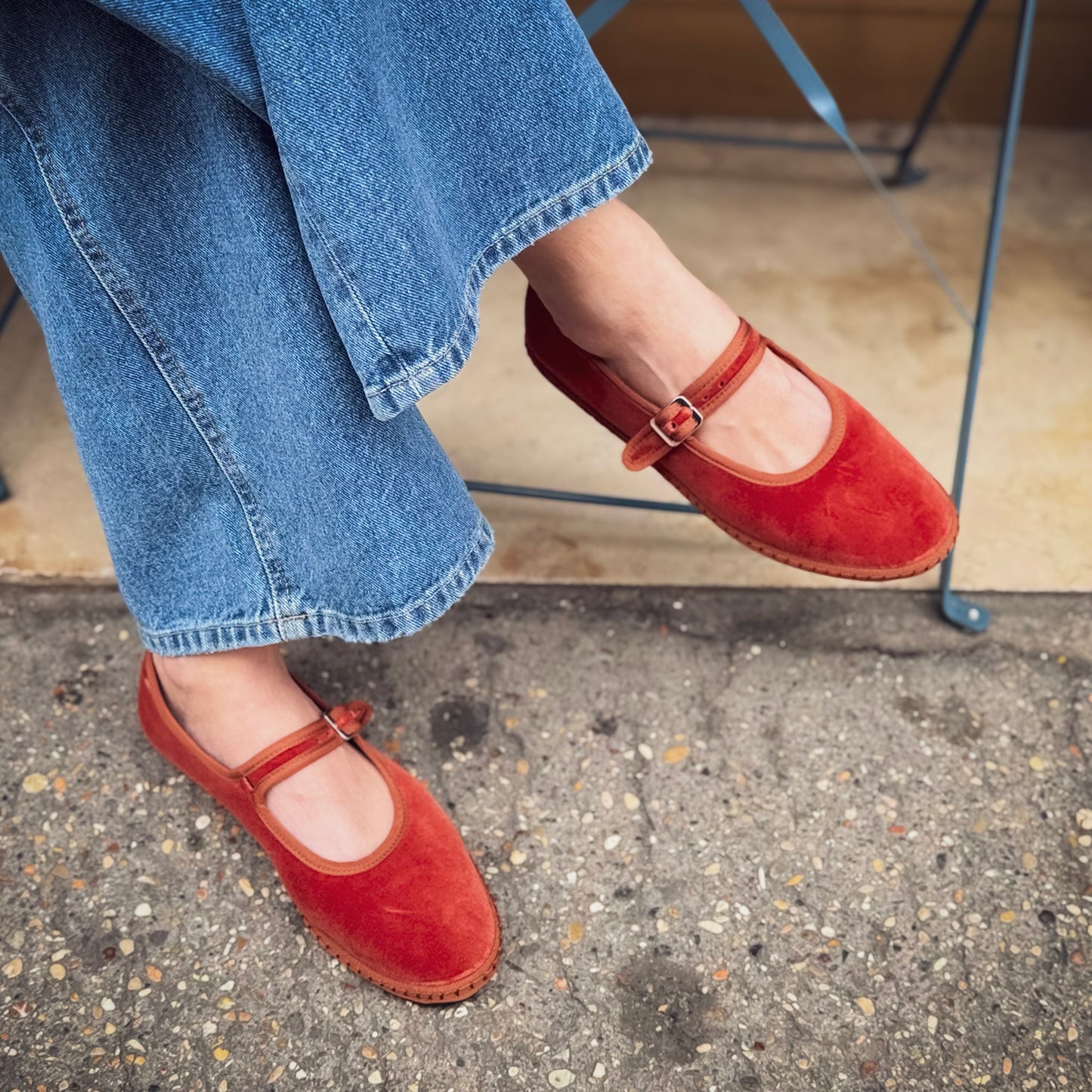 Bebe Mary Jane velluto terra bruciata