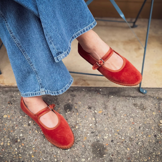 Bebe Mary Jane velluto terra bruciata