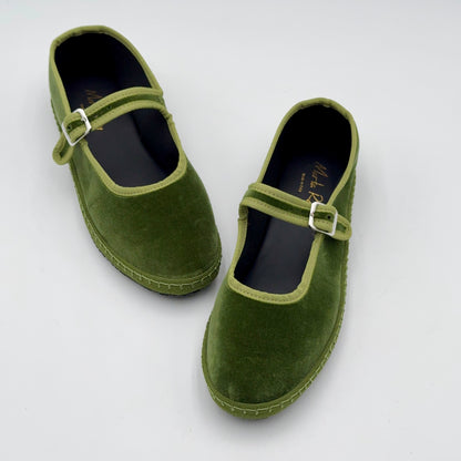 Bebe Mary Jane velluto verde oliva