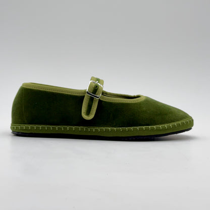 Bebe Mary Jane velluto verde oliva