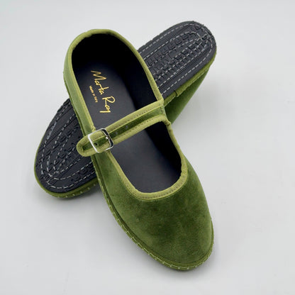 Bebe Mary Jane velluto verde oliva