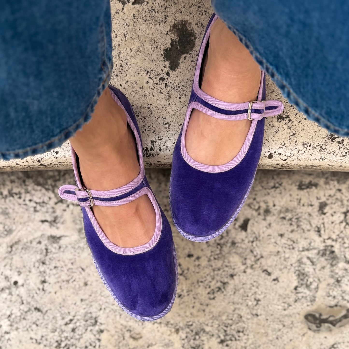Bebe Mary Jane velluto viola