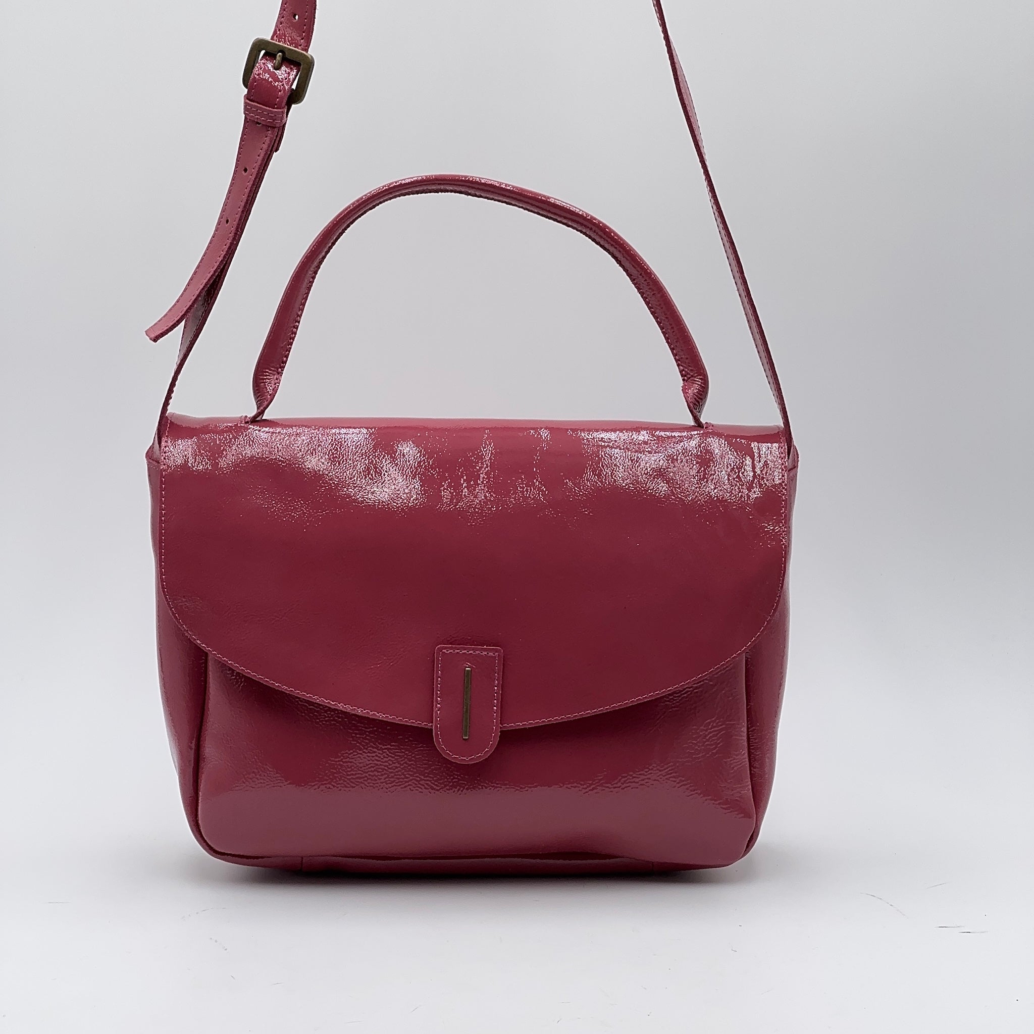 Light blue mousse brick - messenger bag in red leather