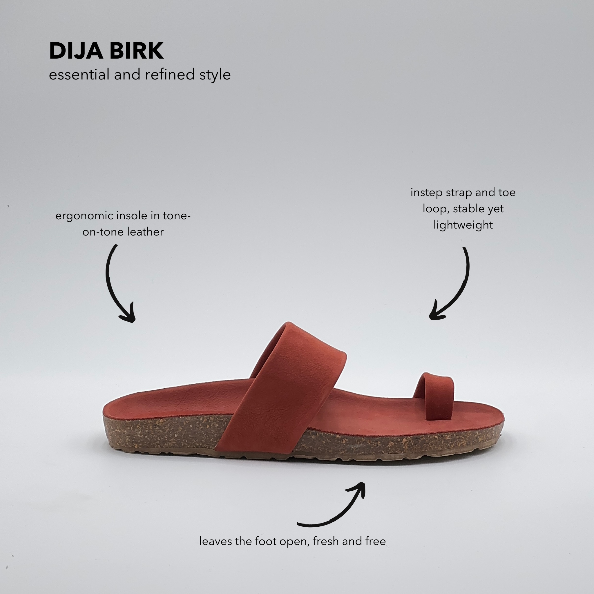 Dija birk long beach cuoio inglese