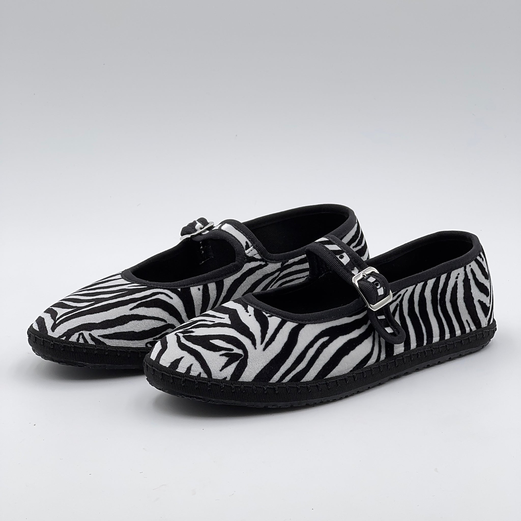 Bebe Mary Jane velluto zebra bianco/nero