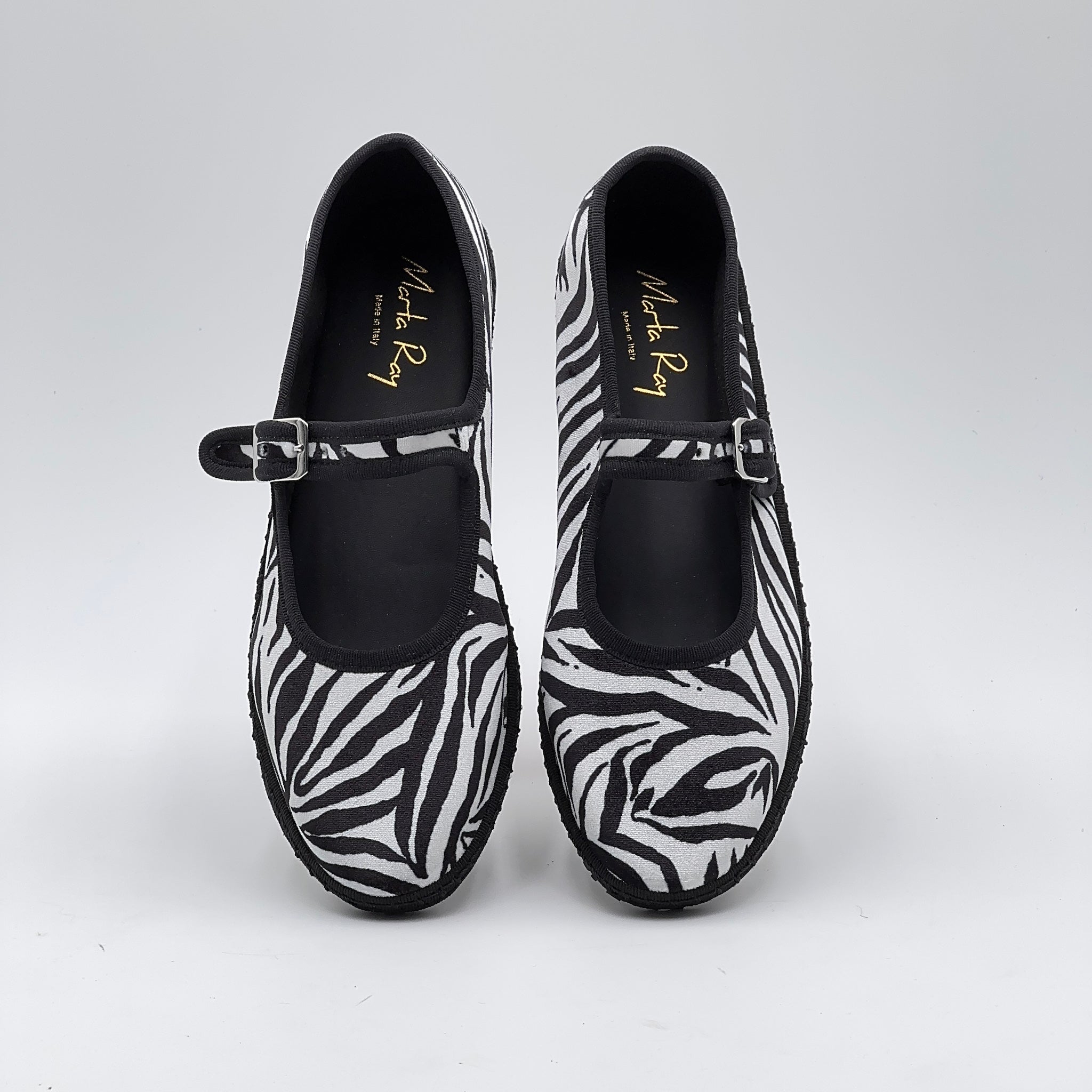 Bebe Mary Jane velluto zebra bianco/nero