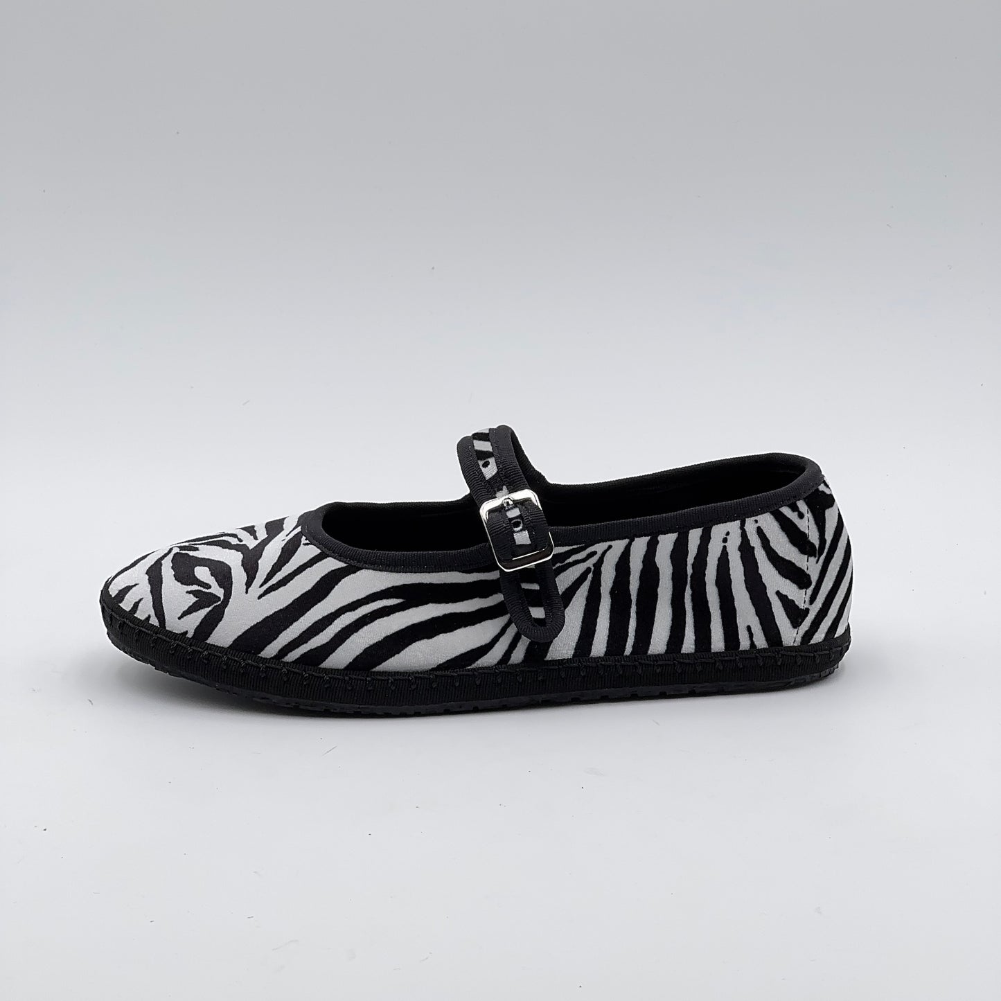 Friulana Mary Jane velluto zebra bianco/nero