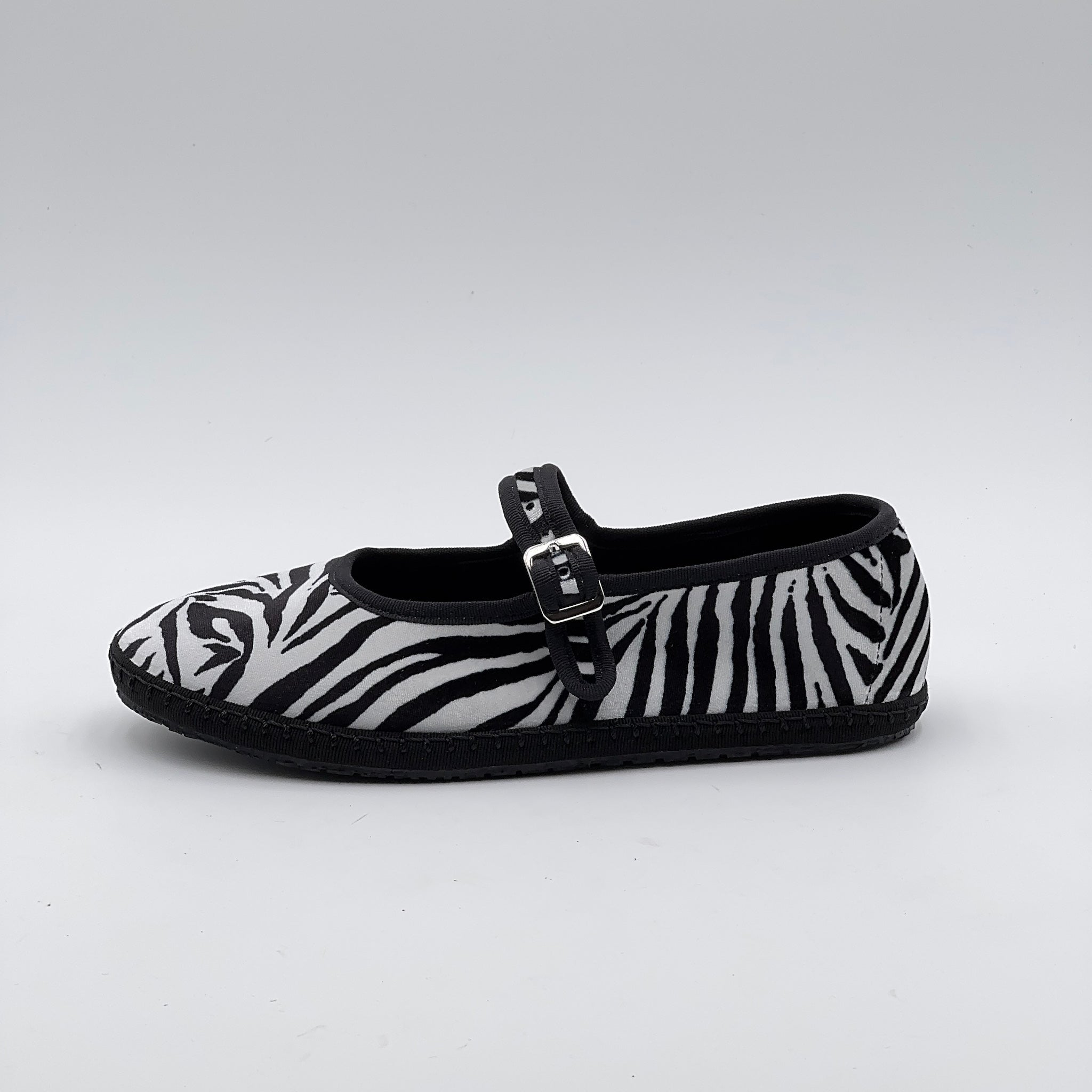 Bebe Mary Jane velluto zebra bianco/nero