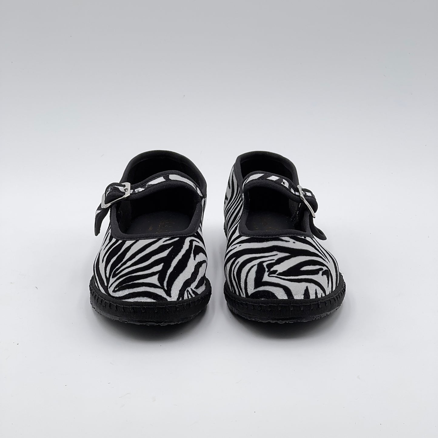 Friulana Mary Jane velluto zebra bianco/nero