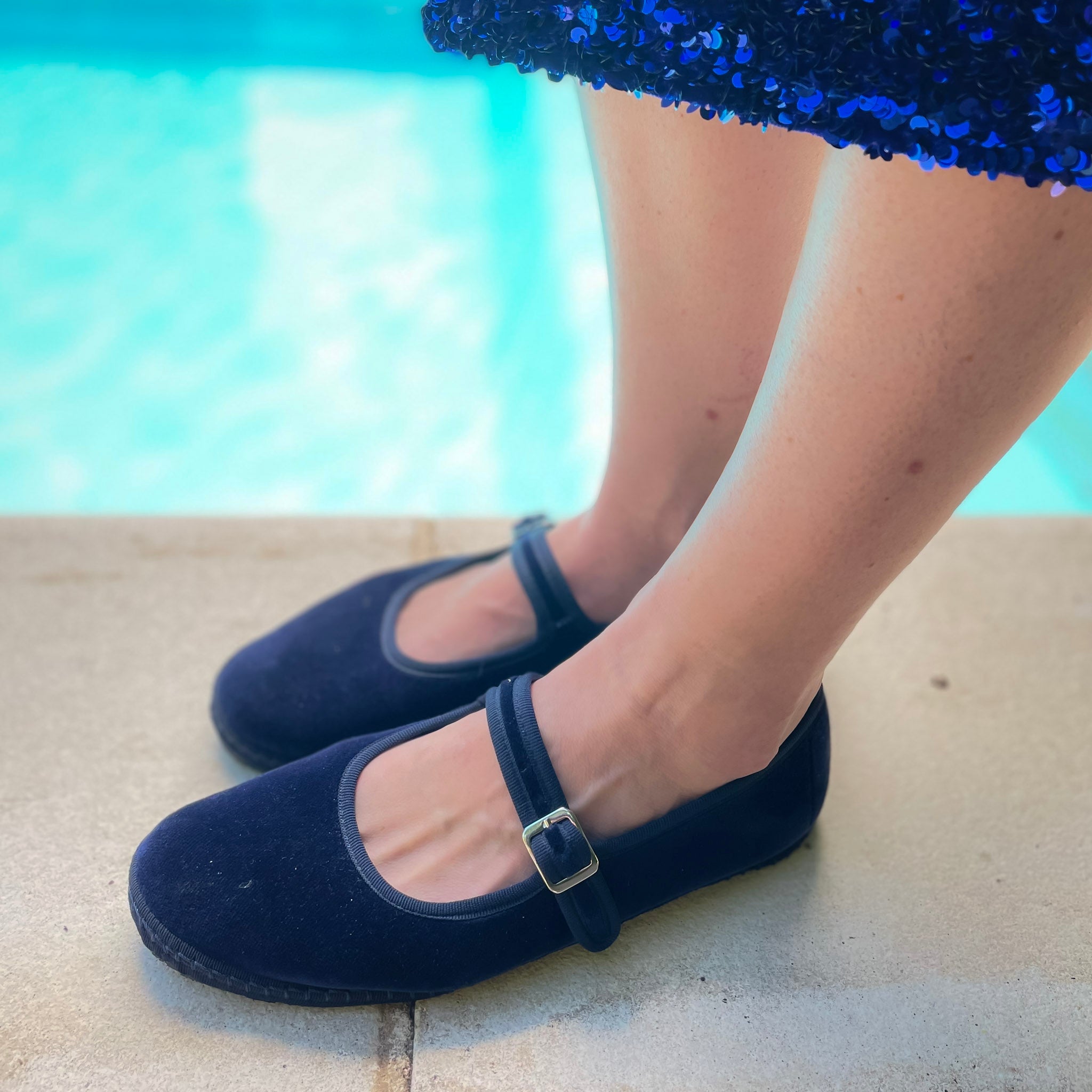 Bebe Mary Jane velluto blue scuro
