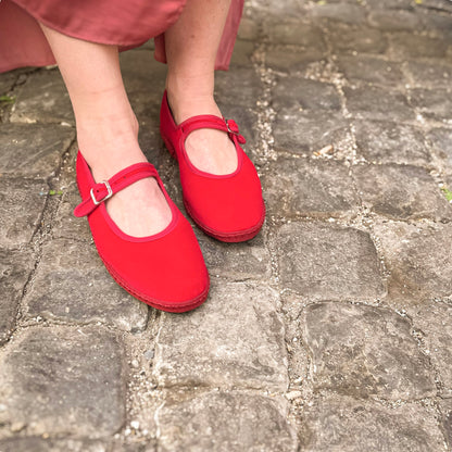 Friulana mary jane velluto rosso fiamma