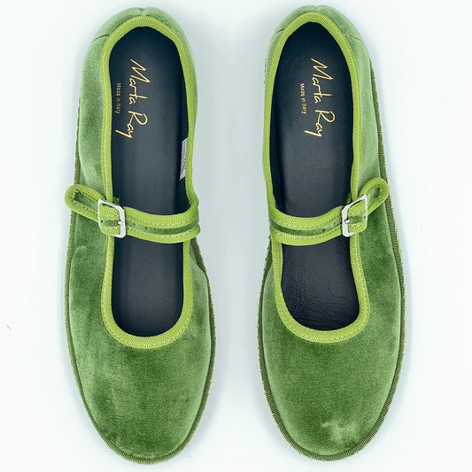 Friulana Mary Jane velluto verde oliva