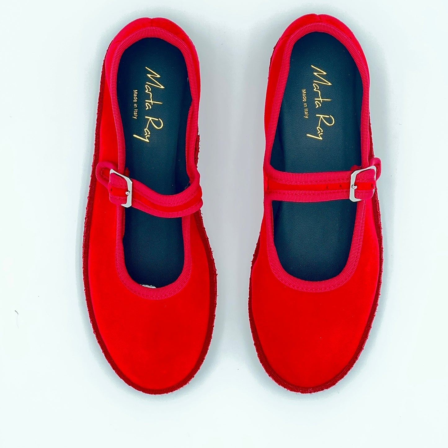 Friulana Mary Jane velluto rosso fiamma