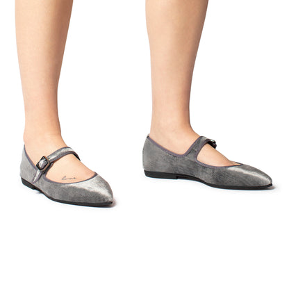 Scarpetta Flavia MJ velluto perla grigio