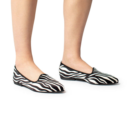 Scarpetta Flavia velluto zebrato bianco nero
