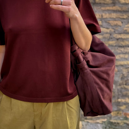Mandy long beach dark brown - soft shoulder bag in brown suede 