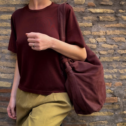 Mandy long beach dark brown - soft shoulder bag in brown suede 