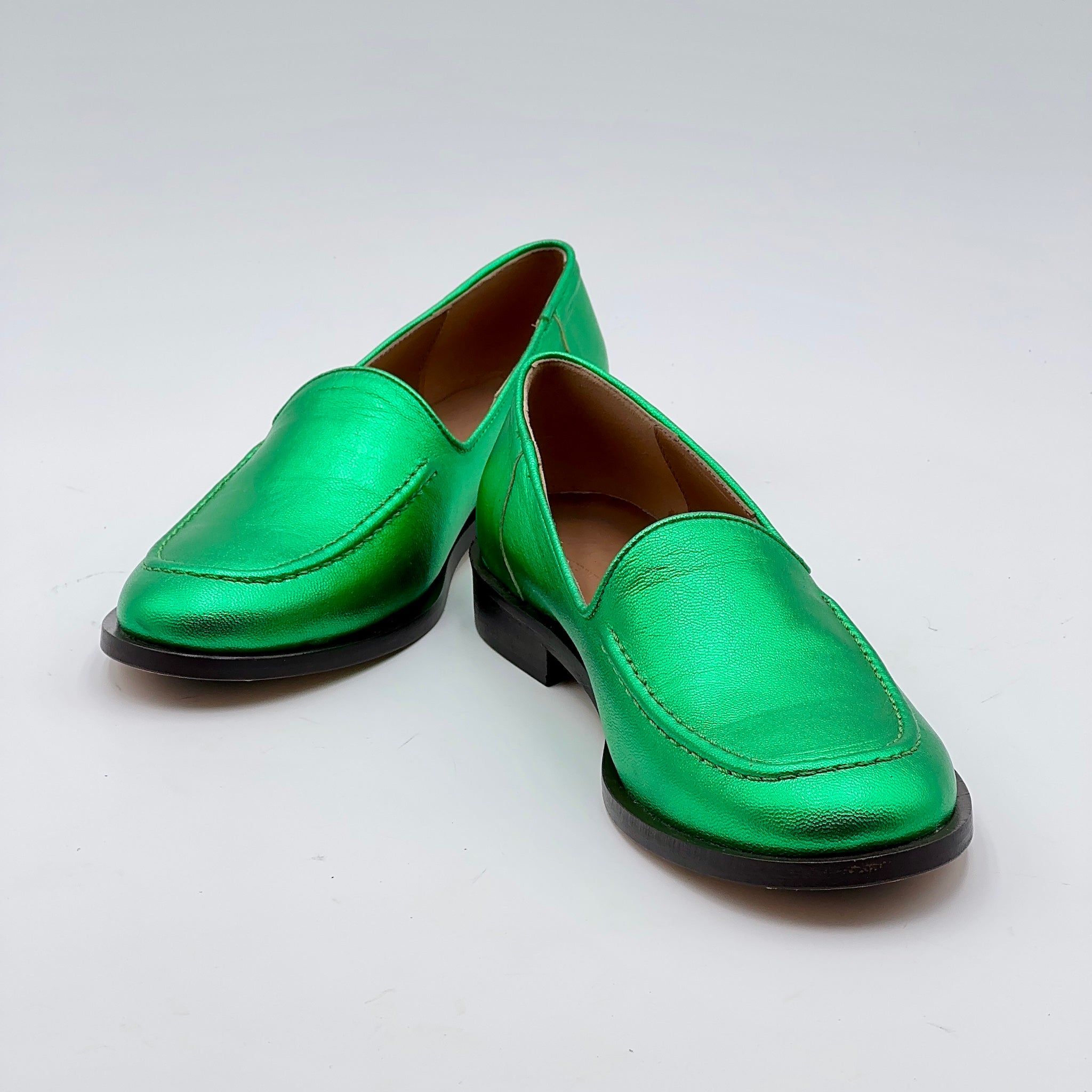 Cosima green laminated nappa moccasin