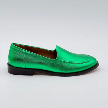 Mocassino Cosima nappa laminata verde