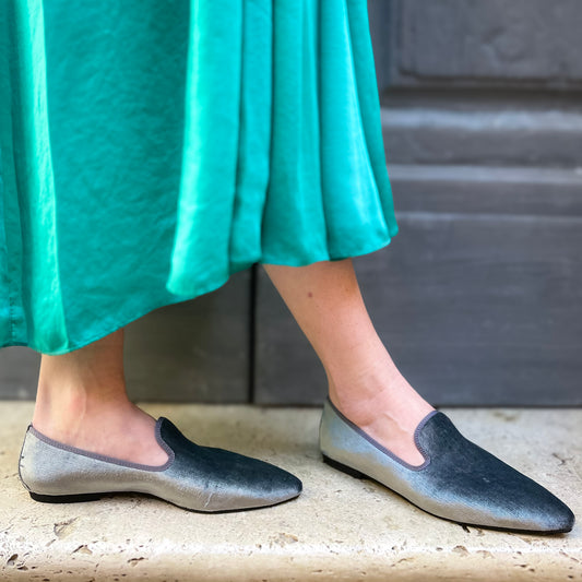 Pantofola Lea velluto perla grigio