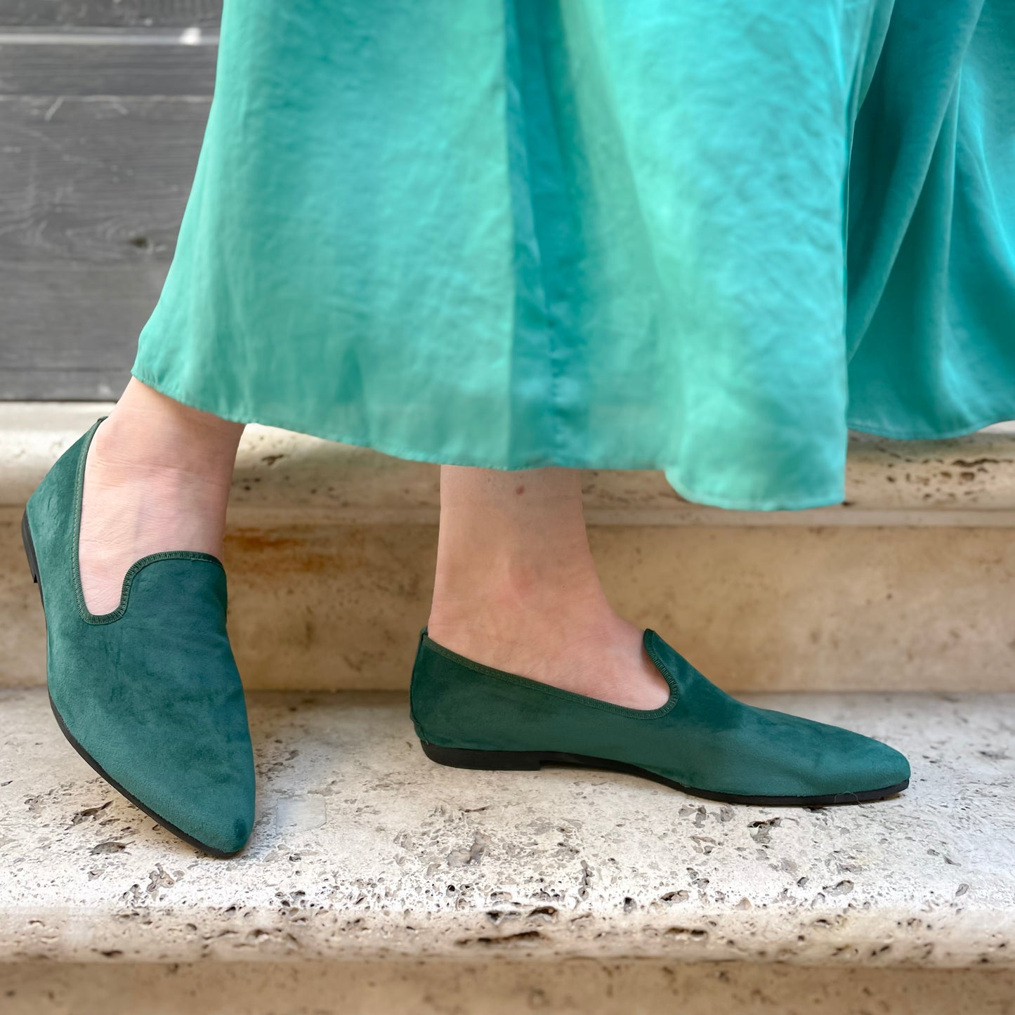 Pantofola Lea velluto verde