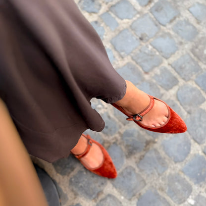 Scarpetta Flavia MJ velluto perla ruggine