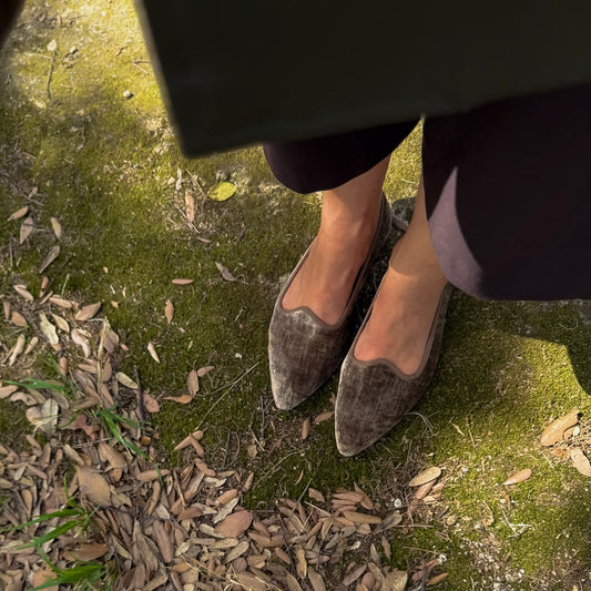 Scarpetta Flavia velluto perla visone