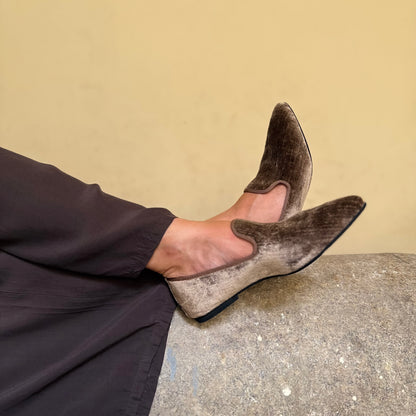 Pantofola Lea velluto perla visone