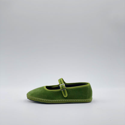 Friulana Mary Jane velluto verde oliva