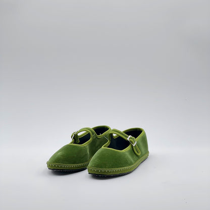 Friulana Mary Jane velluto verde oliva