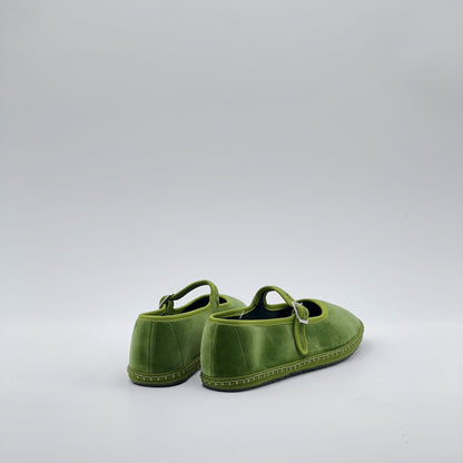 Friulana Mary Jane velluto verde oliva