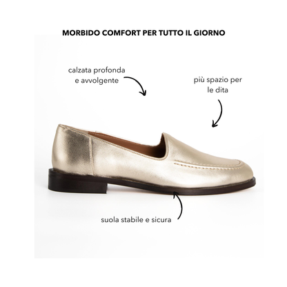 Mocassino Cosima nappa laminata platino