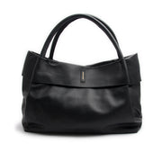 Grace hammered black - large shoulder bag in black leather